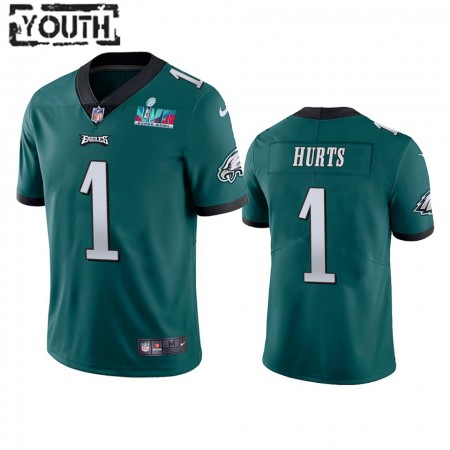Camiseta Niño NFL Philadelphia Eagles Jalen Hurts 1 Verde Super Bowl LVII Vapor Limited